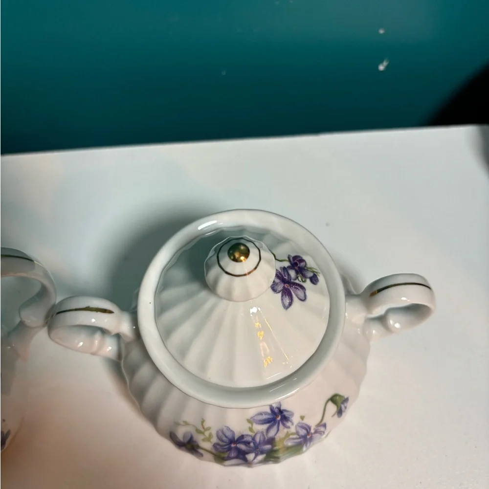 Supreme White Ceramic Base Cream and Sugar Set Vintage