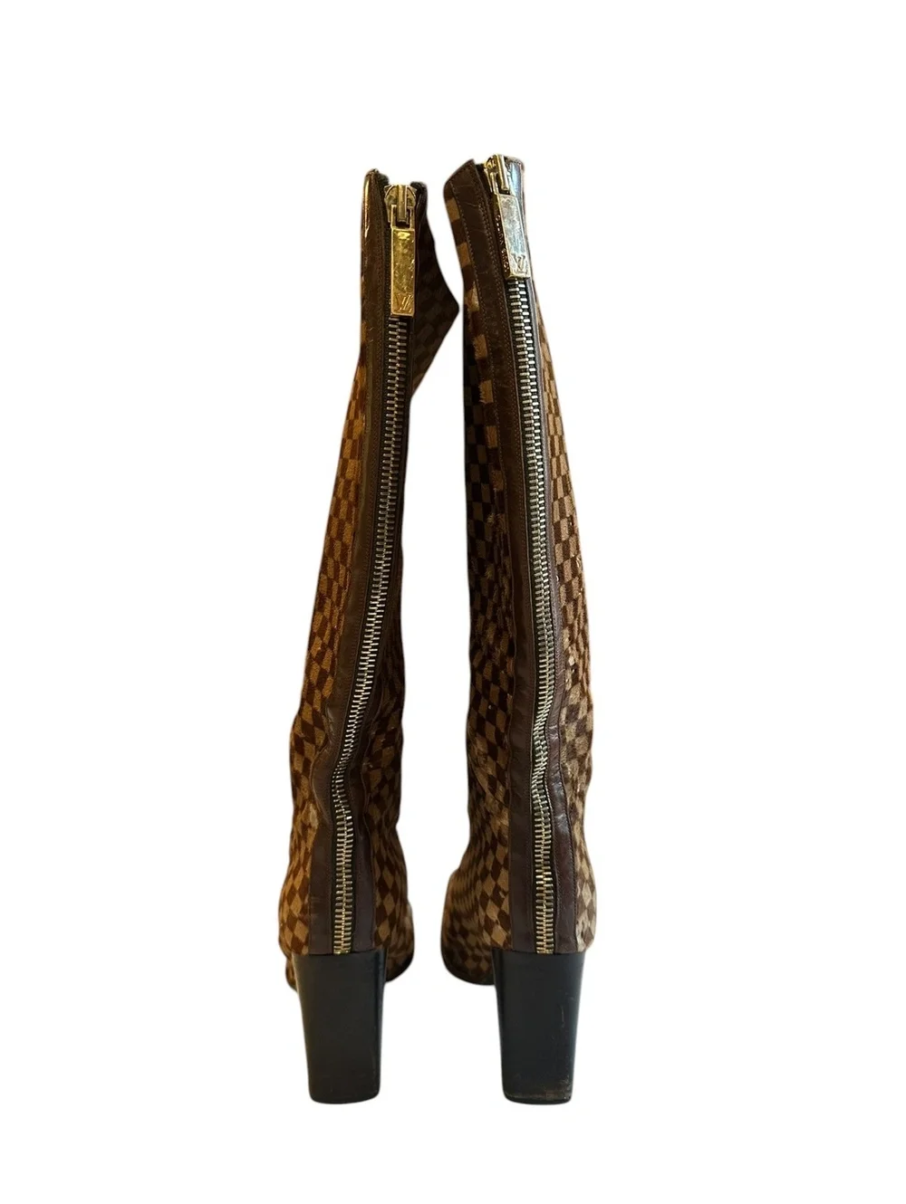 Louis Vuitton Damier Pony Hair Knee High Boot