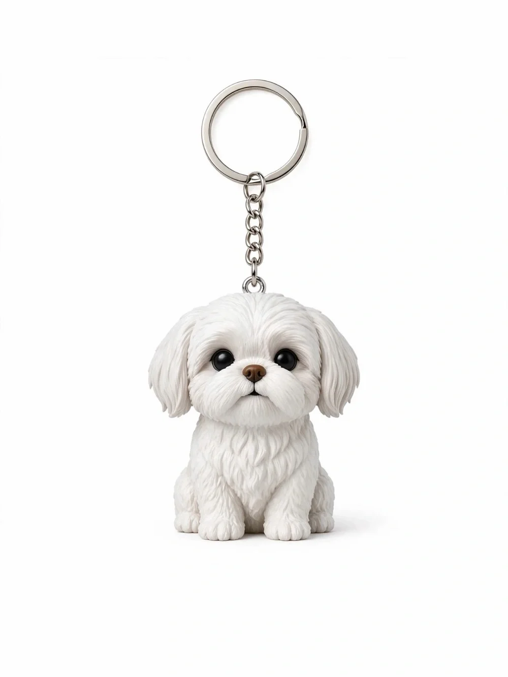 Shih Tzu Dog Keychain Charm - Mini White Puppy Pocket Pet - New