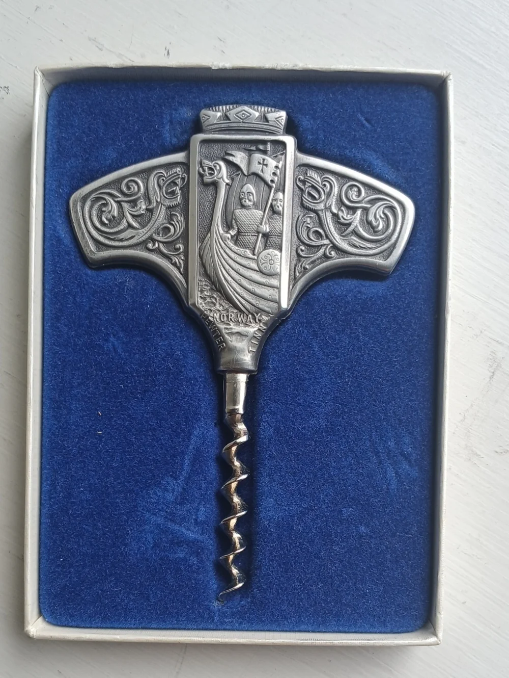 Vintage Konge-Tinn Norwegian Pewter Corkscrew - Dead Stock