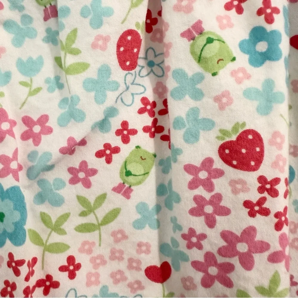 Carter's Green Pink and Blue Pleated Sundress with Frogs and Strawberry Hearts