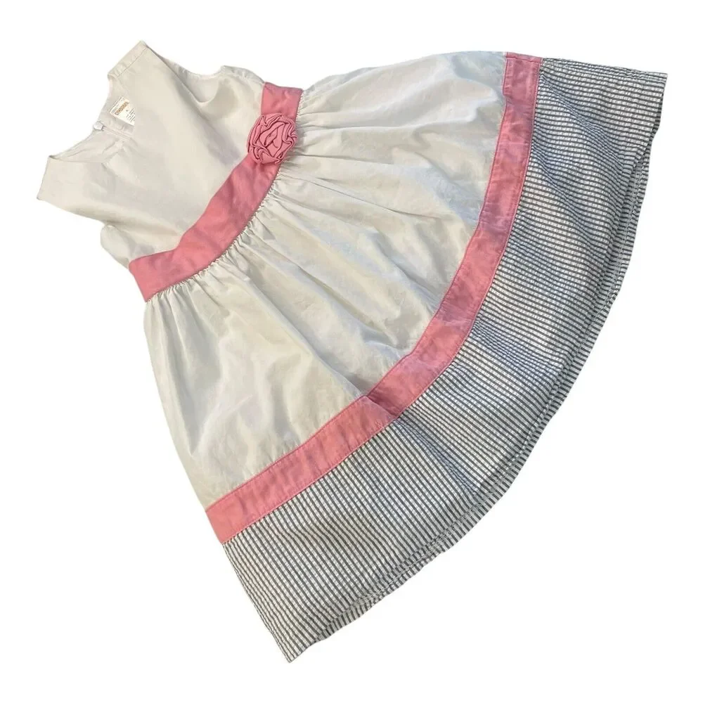 Gymboree Girl's 4 White Pink Black Sleeveless Spring Summer Formal Dress