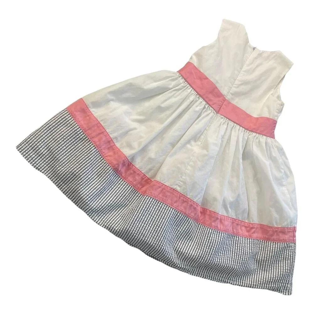 Gymboree Girl's 4 White Pink Black Sleeveless Spring Summer Formal Dress