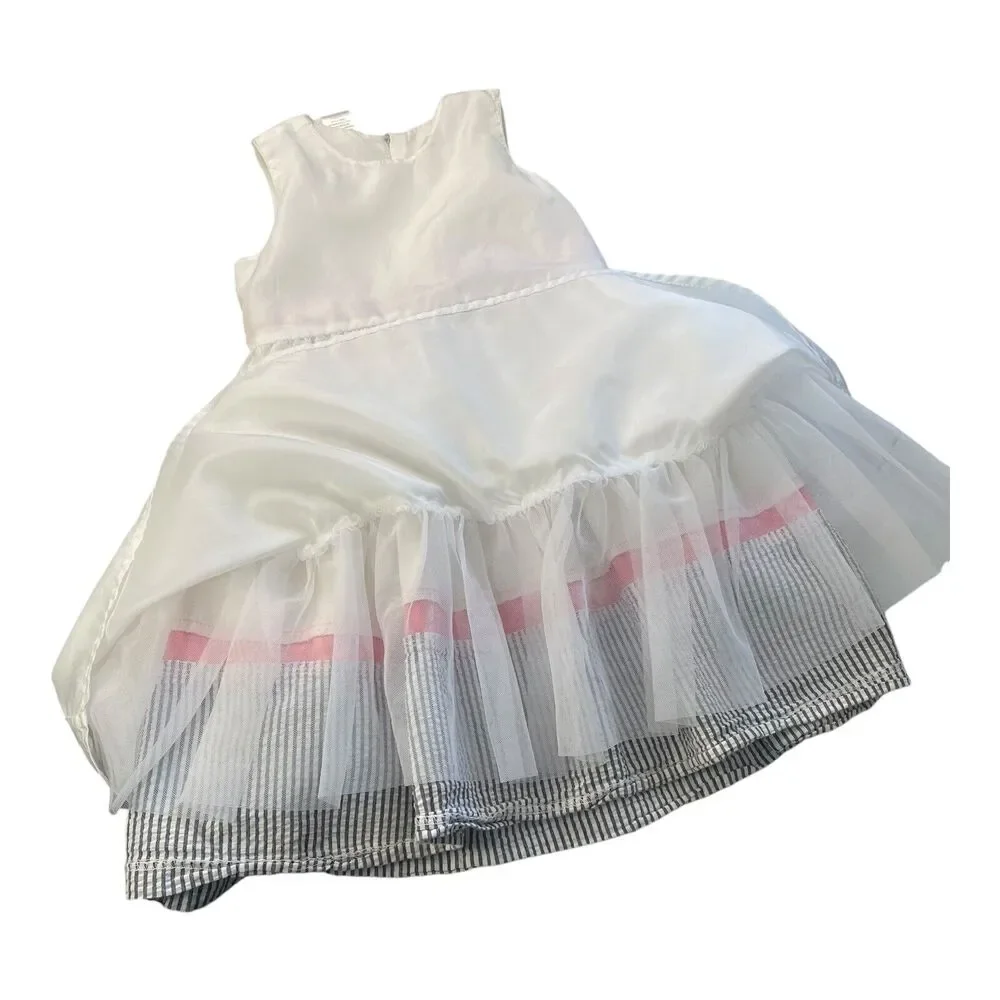 Gymboree Girl's 4 White Pink Black Sleeveless Spring Summer Formal Dress