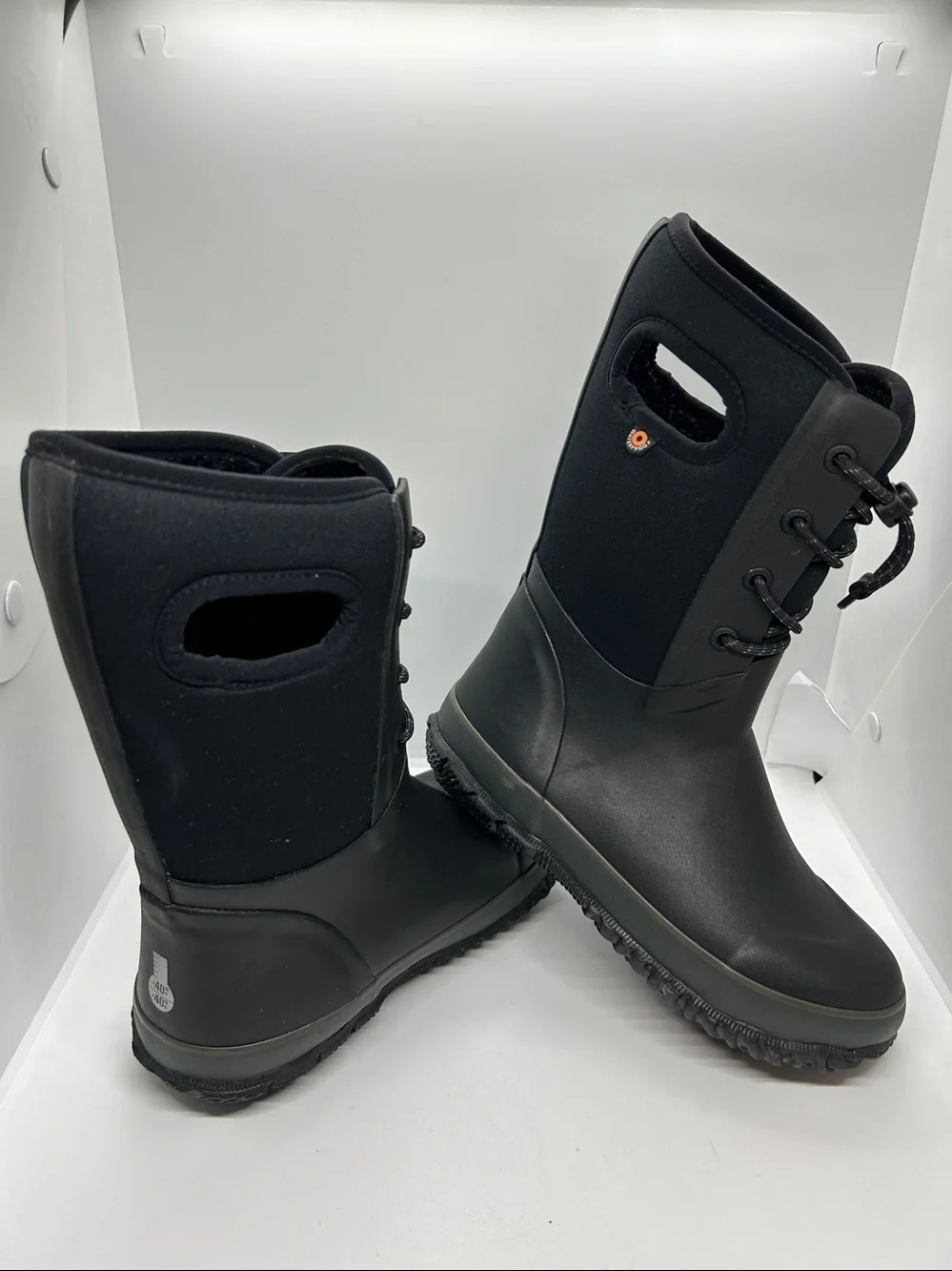 Children's Bogs Arcata Waterproof Lace Up Boot Black Rubber/Nylon Jersey  Size 3