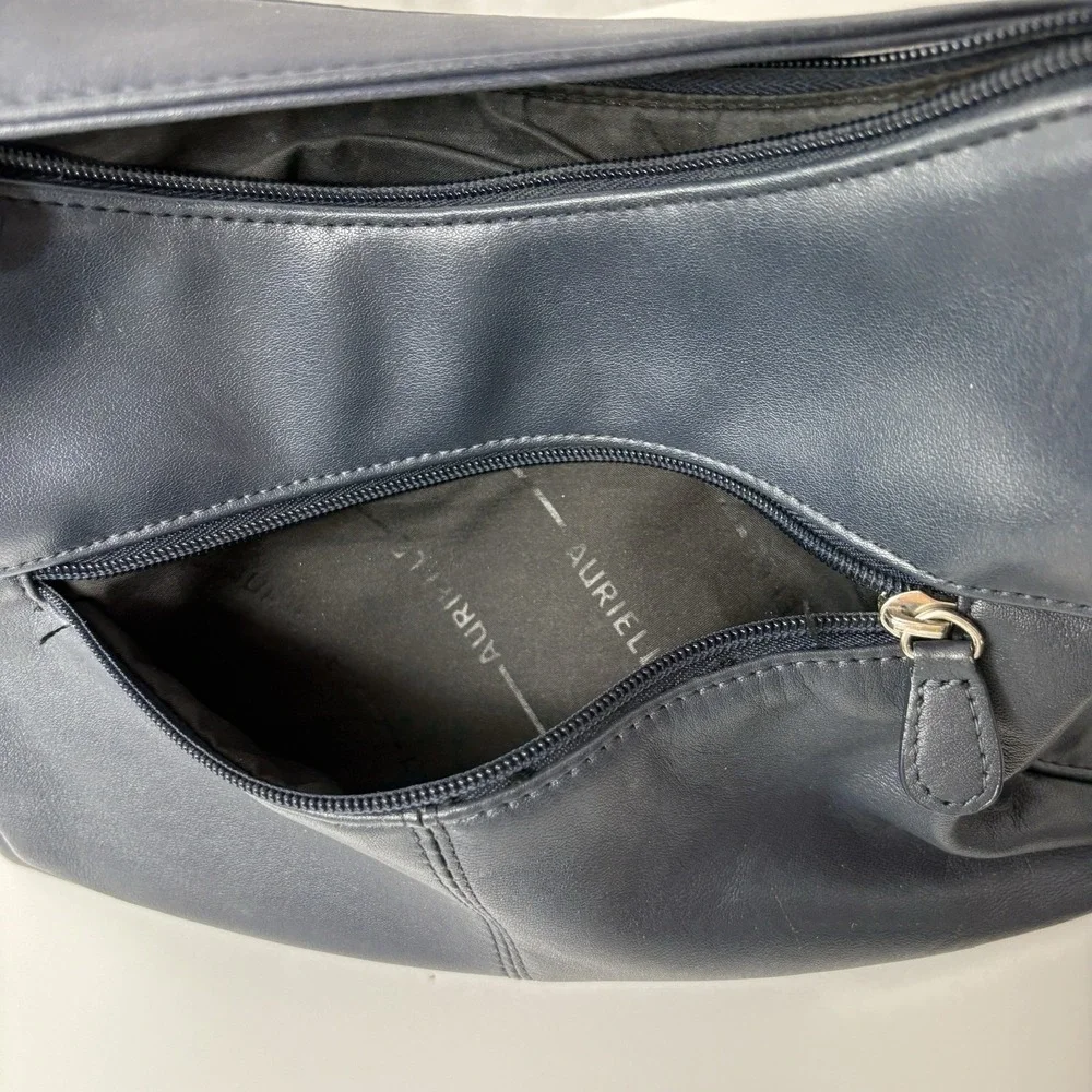 Aurielle Navy Blue Leather Hobo Bag Shoulder‎ Purse Minimalist Y2K Quiet Luxury