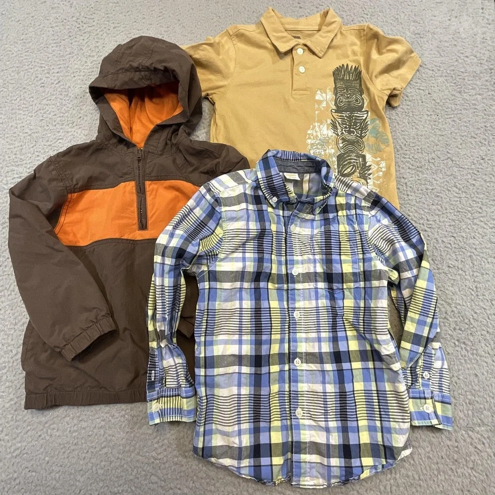 Gymboree Outfit Lot Boys 5-6 Jacket Dress Shirt‎ Polo Tiki Plaid Casual Graphic