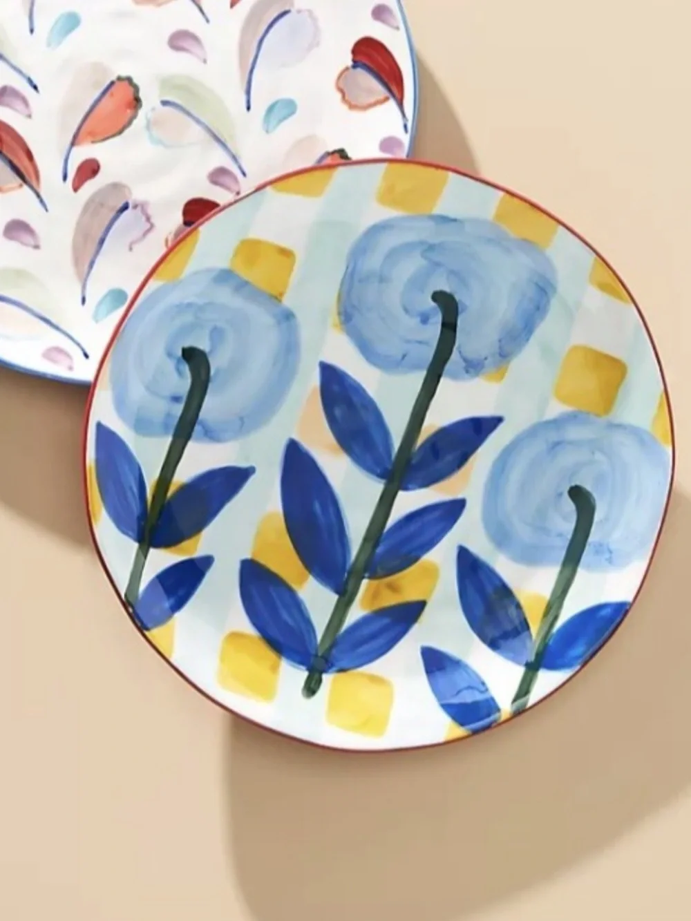 Anthropologie | Set of Four Tivoli Blue Floral Hand Painted Dessert Plate 8