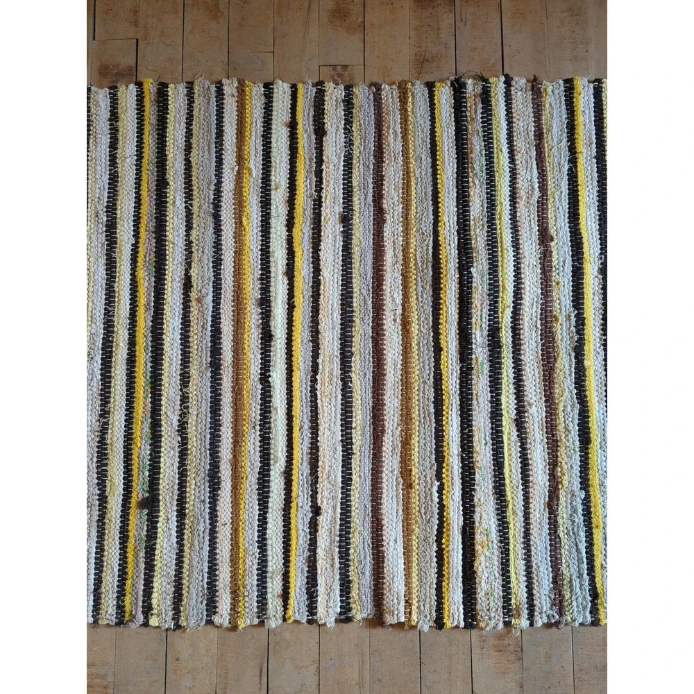 Antique Imported‎ Swedish Hand Made Rag Rug Runner (26 x 188