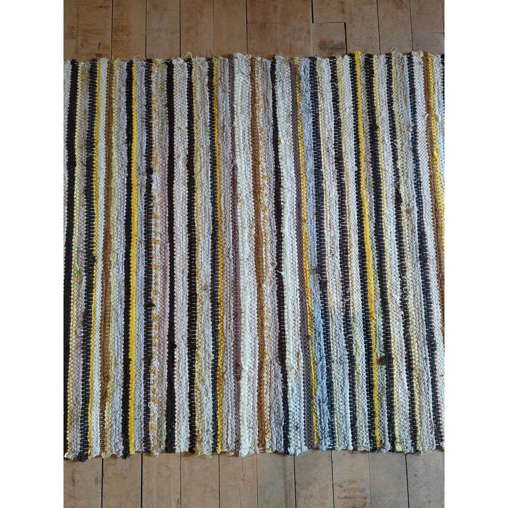 Antique Imported‎ Swedish Hand Made Rag Rug Runner (26 x 188