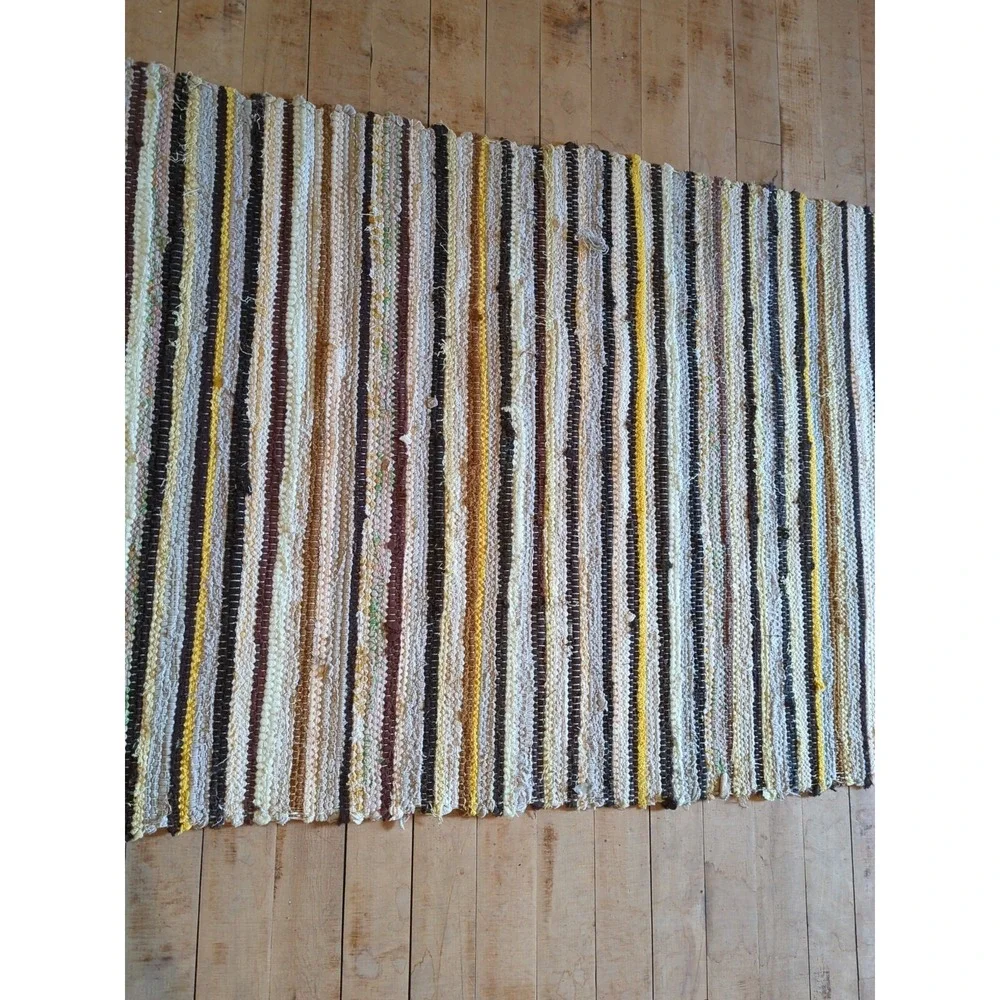 Antique Imported‎ Swedish Hand Made Rag Rug Runner (26 x 188