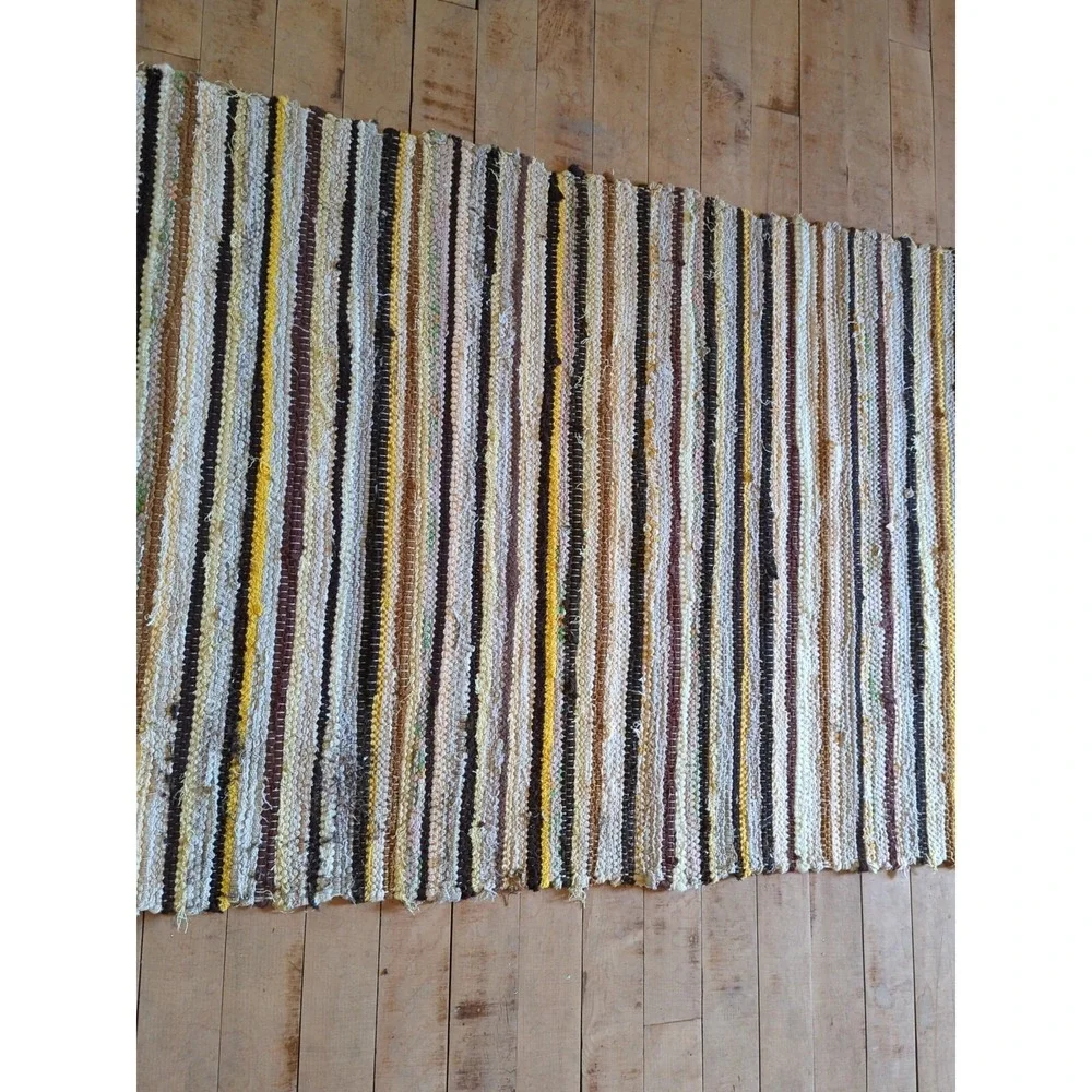 Antique Imported‎ Swedish Hand Made Rag Rug Runner (26 x 188