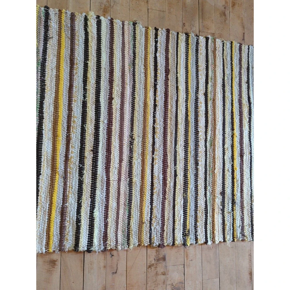Antique Imported‎ Swedish Hand Made Rag Rug Runner (26 x 188