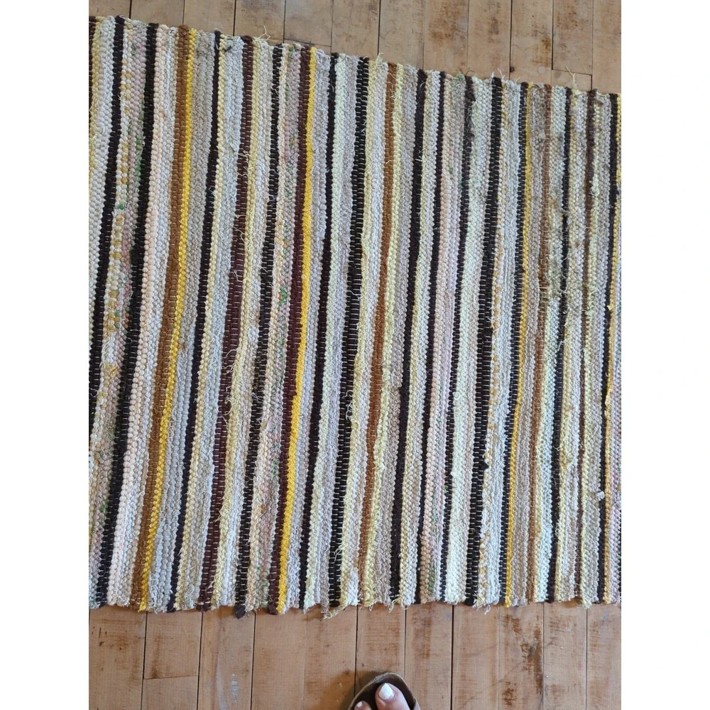 Antique Imported‎ Swedish Hand Made Rag Rug Runner (26 x 188
