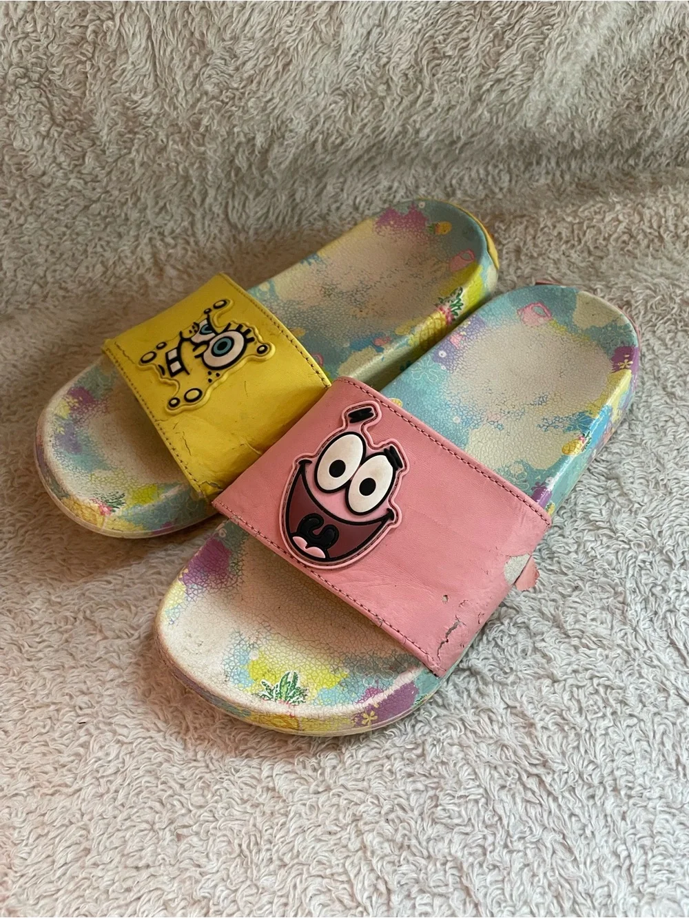 Kids Cartoon Slide Sandals - Pink & Yellow