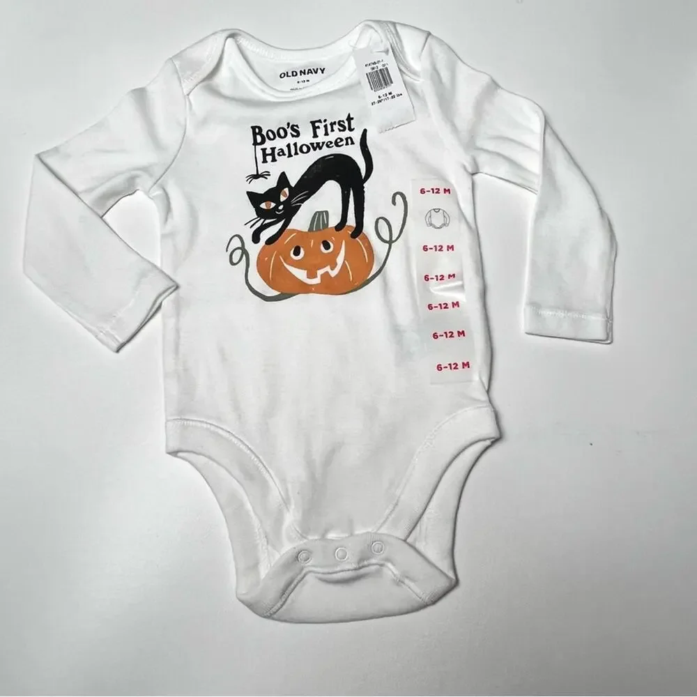 Old Navy Boo's First Halloween  Long Sleeve Onesie Sz 6-12 M