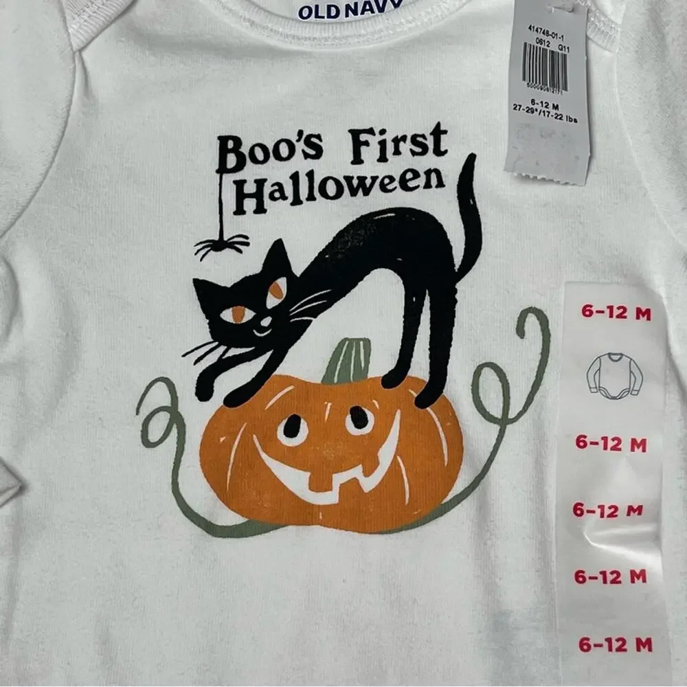 Old Navy Boo's First Halloween  Long Sleeve Onesie Sz 6-12 M