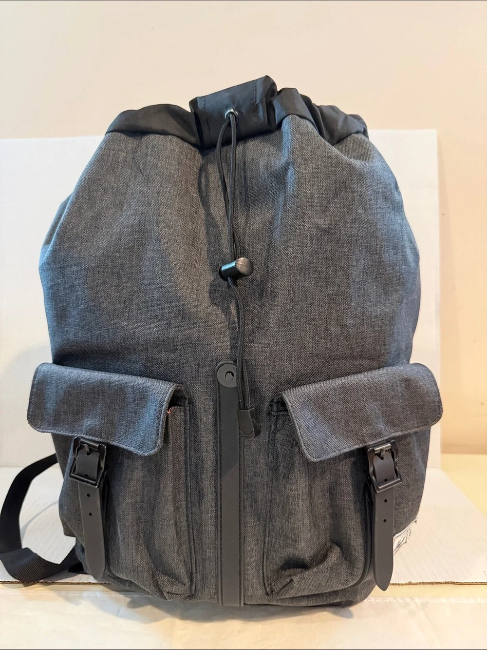 New-Herschel Supply Company Dark Gray/BlackCanvas Backpack with Magnetic Closure