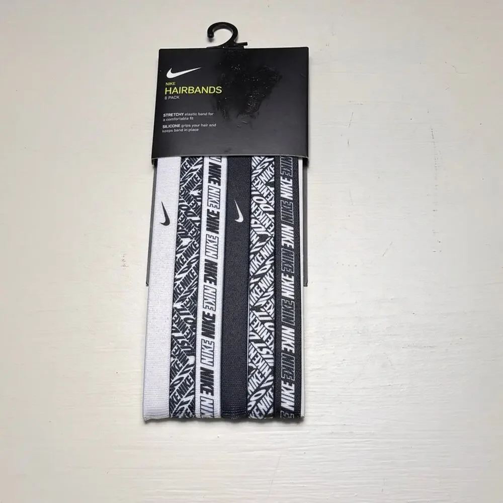 Nike  Six Pack Stretchy Athletic Sporty Black and White Headbands Set  NWT