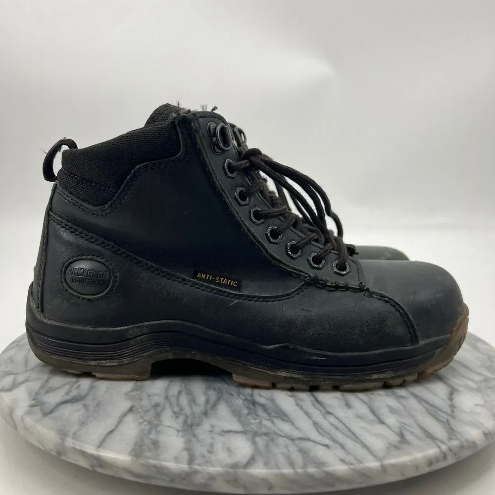 Dr Martens Men 8 Boots Black Industrial Steel Toe Safety Slip Resistant Work