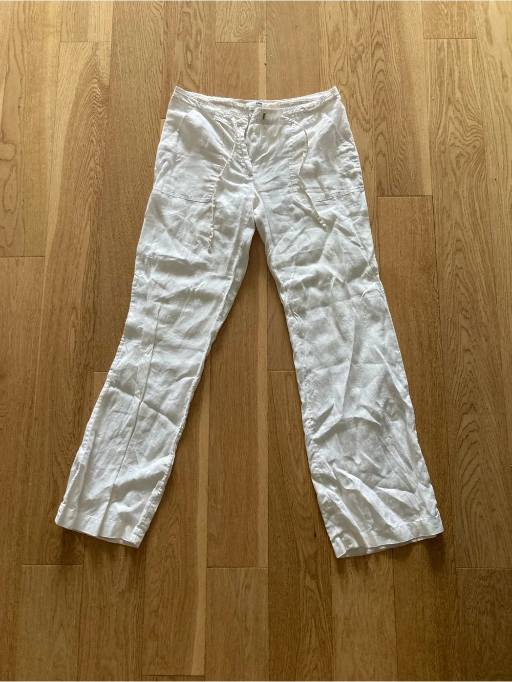 H&M White Linen Straight-Leg Women's pants