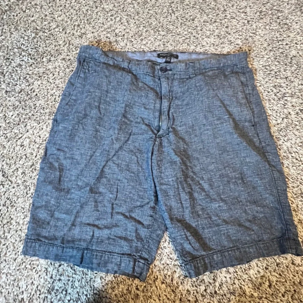 Banana Republic Mens Blue Linen Cotton Blend Flat‎ Front Chino Shorts Size 34