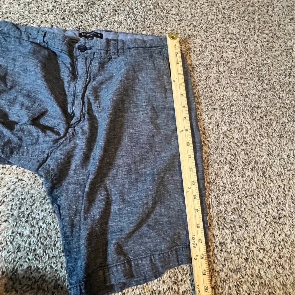 Banana Republic Mens Blue Linen Cotton Blend Flat‎ Front Chino Shorts Size 34