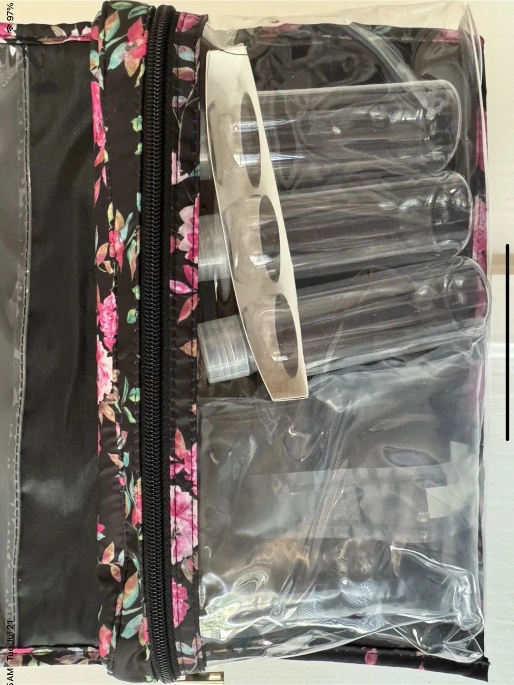 Ellen Tracy Travel Valet Cosmic Bag Black Pink Floral
