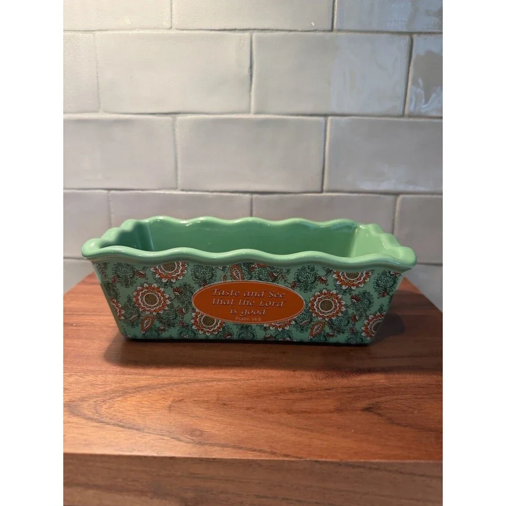 Ceramic Bread Pan Psalm 34:8 Bake Friends