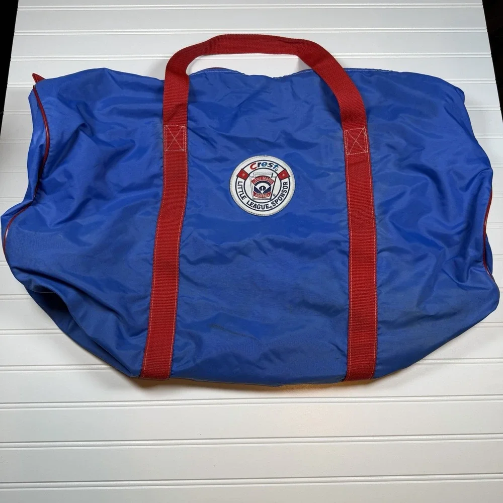 Vintage Little League Baseball‎ Crest Sponsor Duffle Bag Blue And Red