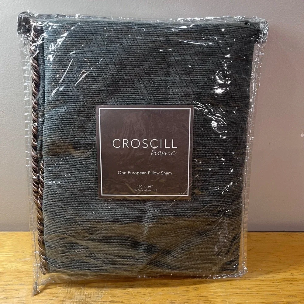 Croscill Home Galleria European Pillow Sham 26x26 Hunter Green Ribbed Cord Trim