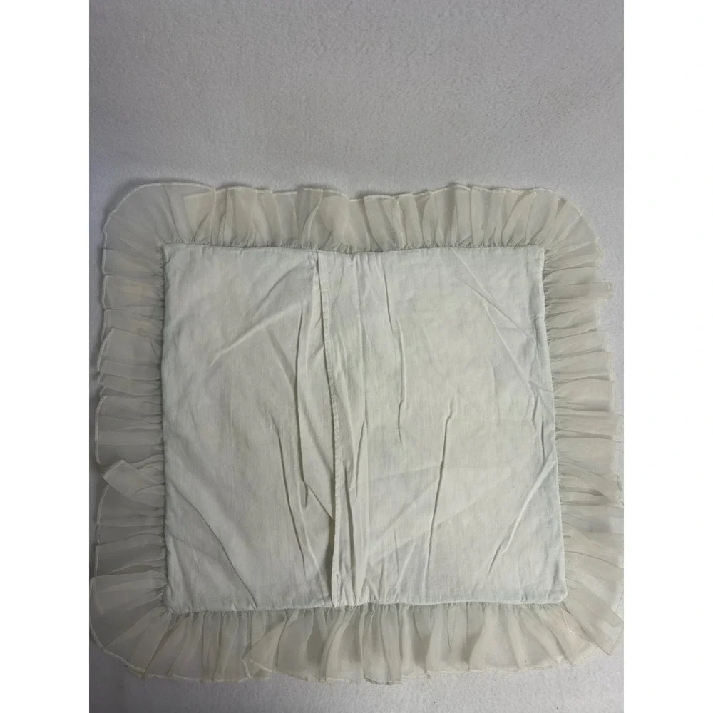 Vintage Cottagecore Unbranded Unisex Teal White Quilted Teddy Bear Pillow Sham