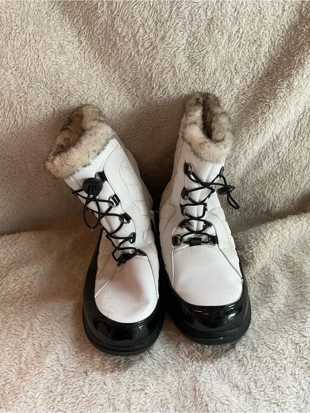 White fuzzy boots