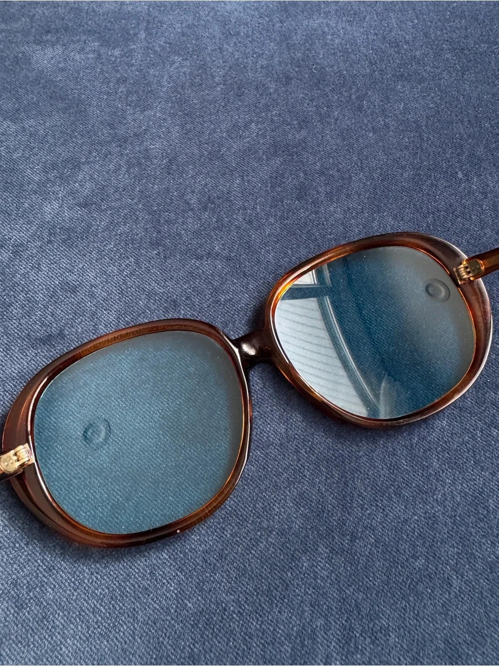 Vintage Italian O. Friulana  Oversized Blue tint Sunglasses.