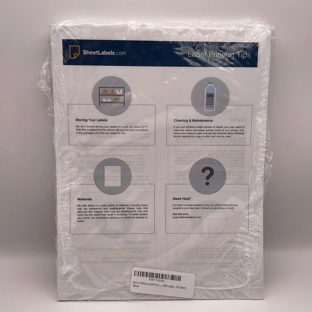 SheetLabels Com Return Address‎ Labels 8000 Labels 100 Sheets NIP