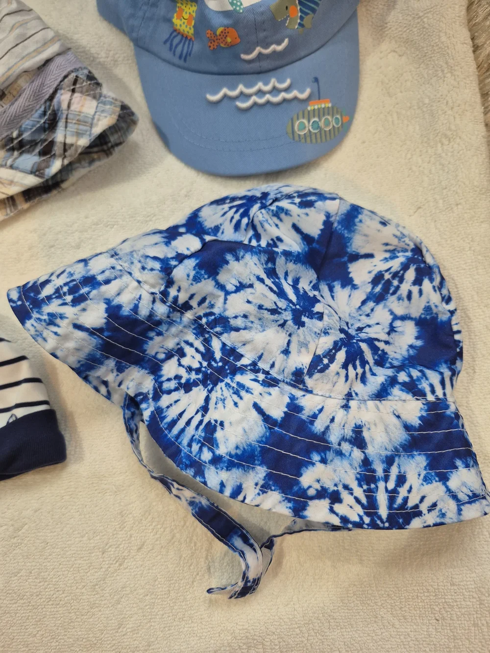 Kids Blue Sun Bucket Hat Ball Cap Lightweight Summer Shade Hats 4 Hats Total