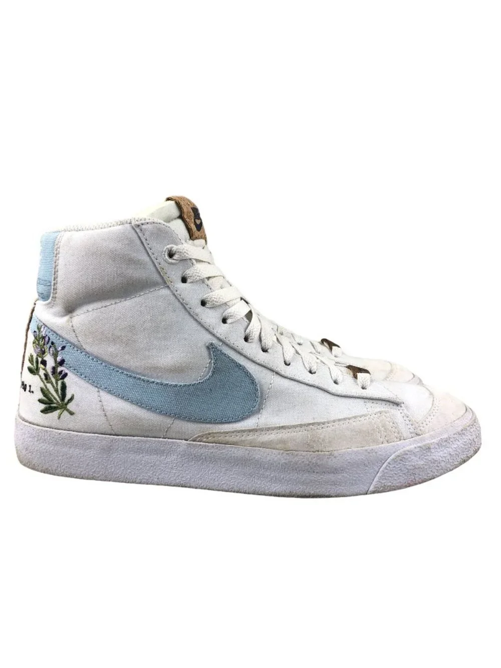 Nike Men's Size 8.5 Blazer Mid 77 White Indigo Blue Canvas Sneakers CI1166-100