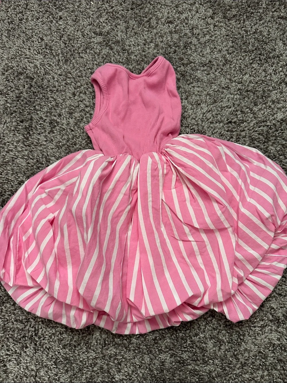 GAP Pink Ribbed Tank Top Dress‎ with Pink & White Striped Skirt
