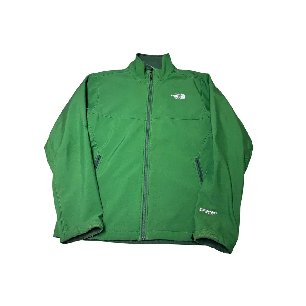 The North Face Windstopper Softshell Jacket Green Mens Medium A14P F13 Full Zip