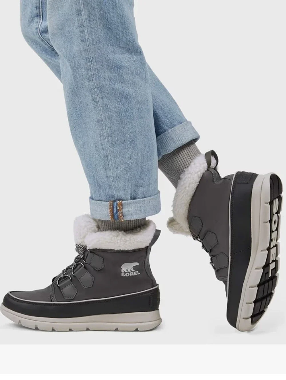 SOREL Women's Explorer Carnival Waterproof Boots Gray Quarry