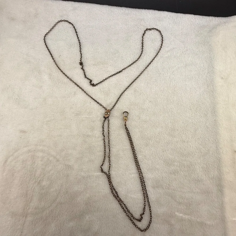 Vintage Gold Filled Watch Chain Gold Tone Fancy Slider Long 48