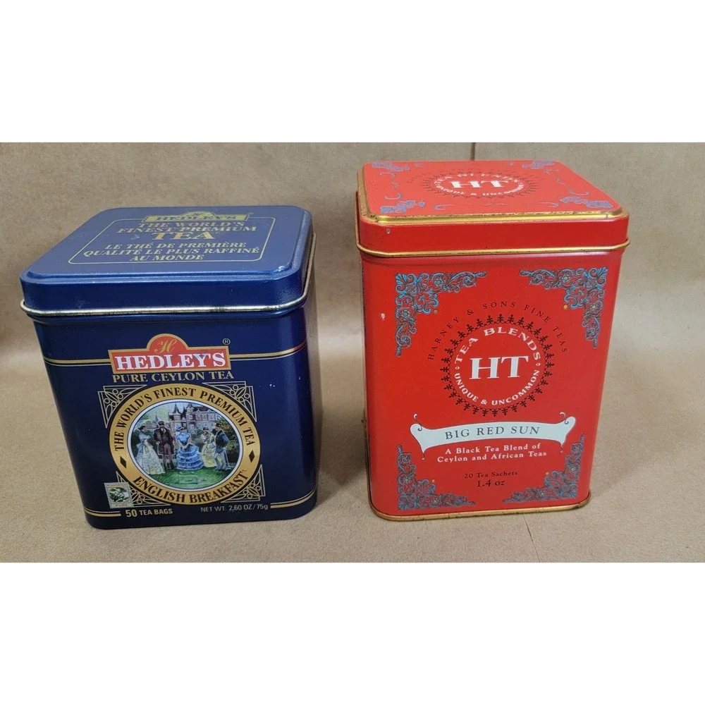Hedley's Ceylon Tea + Harney & Sons HT Big Red Sun Decorative Tea Tins Set of 2