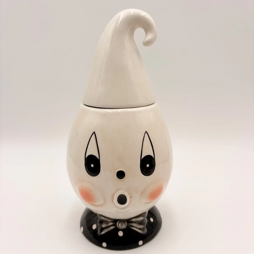 Johanna Parker Vintage Style Ceramic Gus Ghost Canister Halloween Decor   Retro