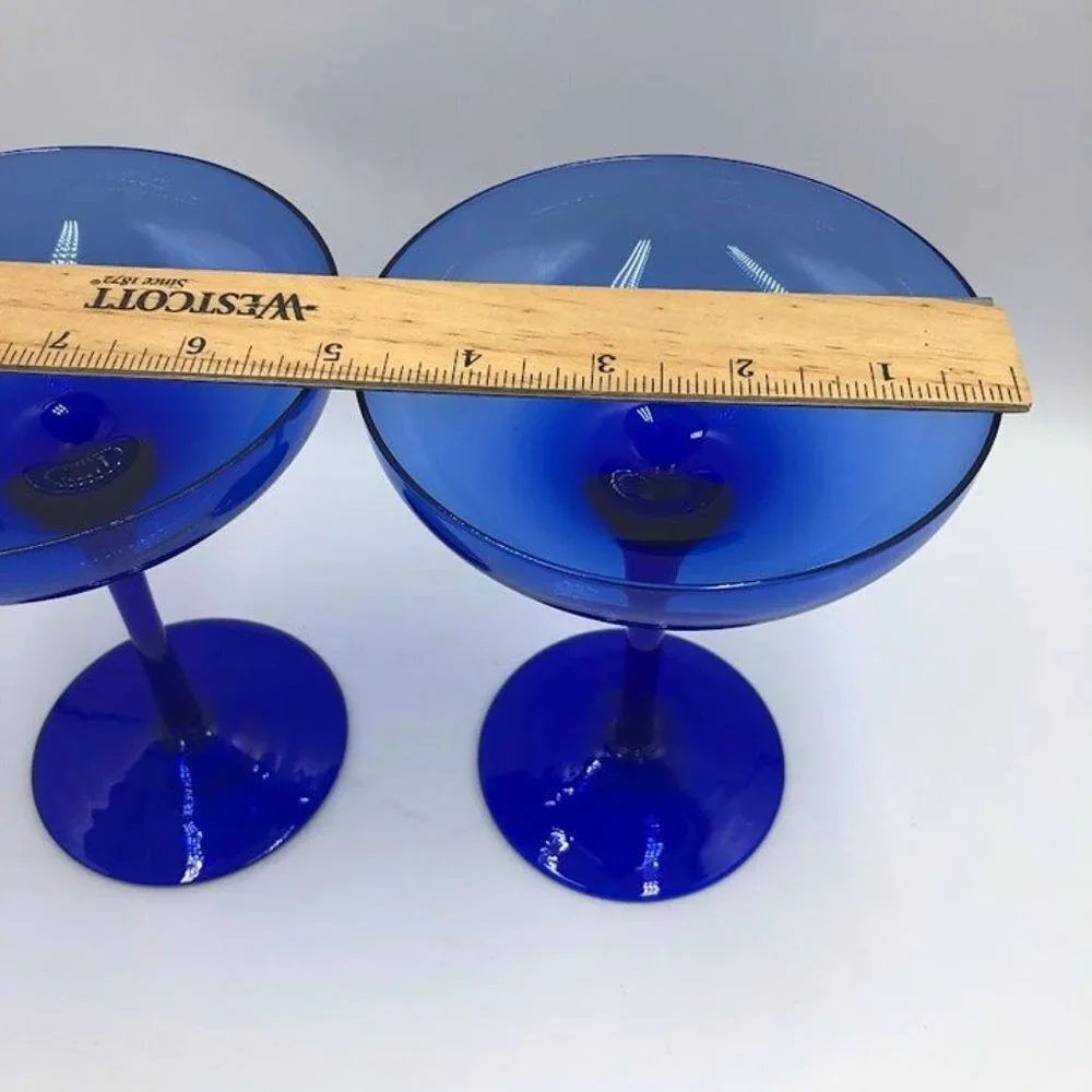 Z Gallerie Set of 2 Cobalt Blue Glass Margarita Glasses Drinkware Barware