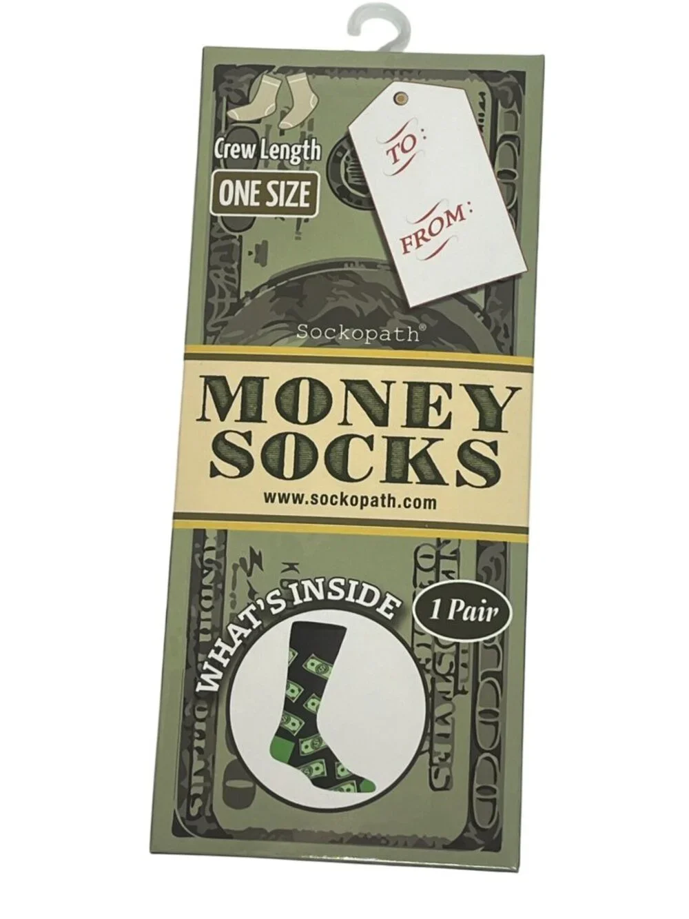 Money Print Crew Socks Dollar Bill Graphic Novelty One Size NWT Gift