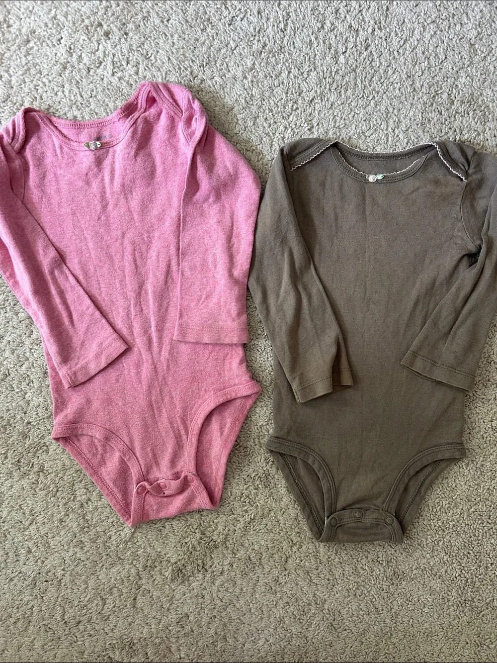 Carter's Long-Sleeve One-Piece Bodysuits in Pink and Brown