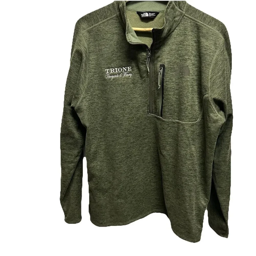The North Face Sweater Men's Heather Large Green Fleece Lined Vineyard Quarter