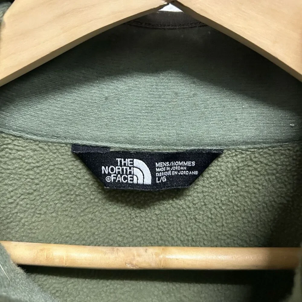 The North Face Sweater Men's Heather Large Green Fleece Lined Vineyard Quarter