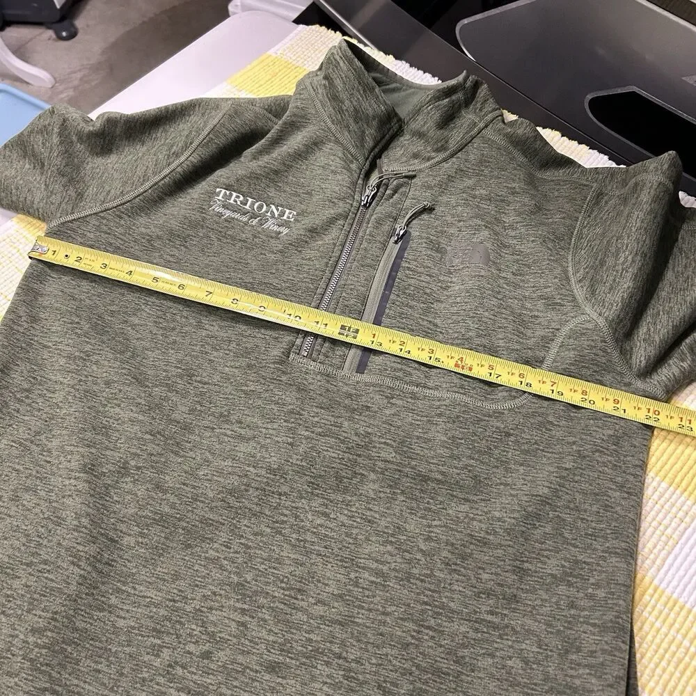 The North Face Sweater Men's Heather Large Green Fleece Lined Vineyard Quarter