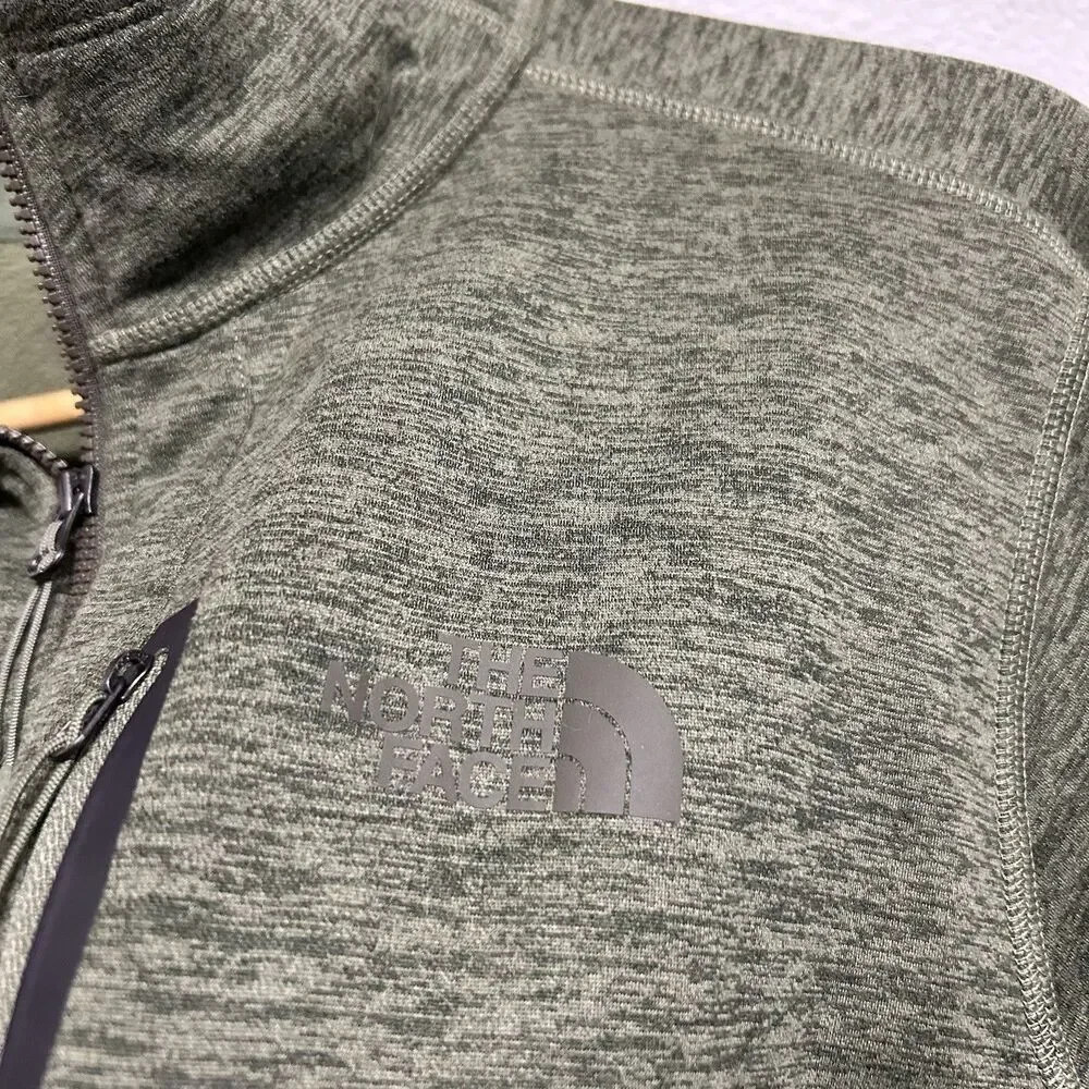 The North Face Sweater Men's Heather Large Green Fleece Lined Vineyard Quarter